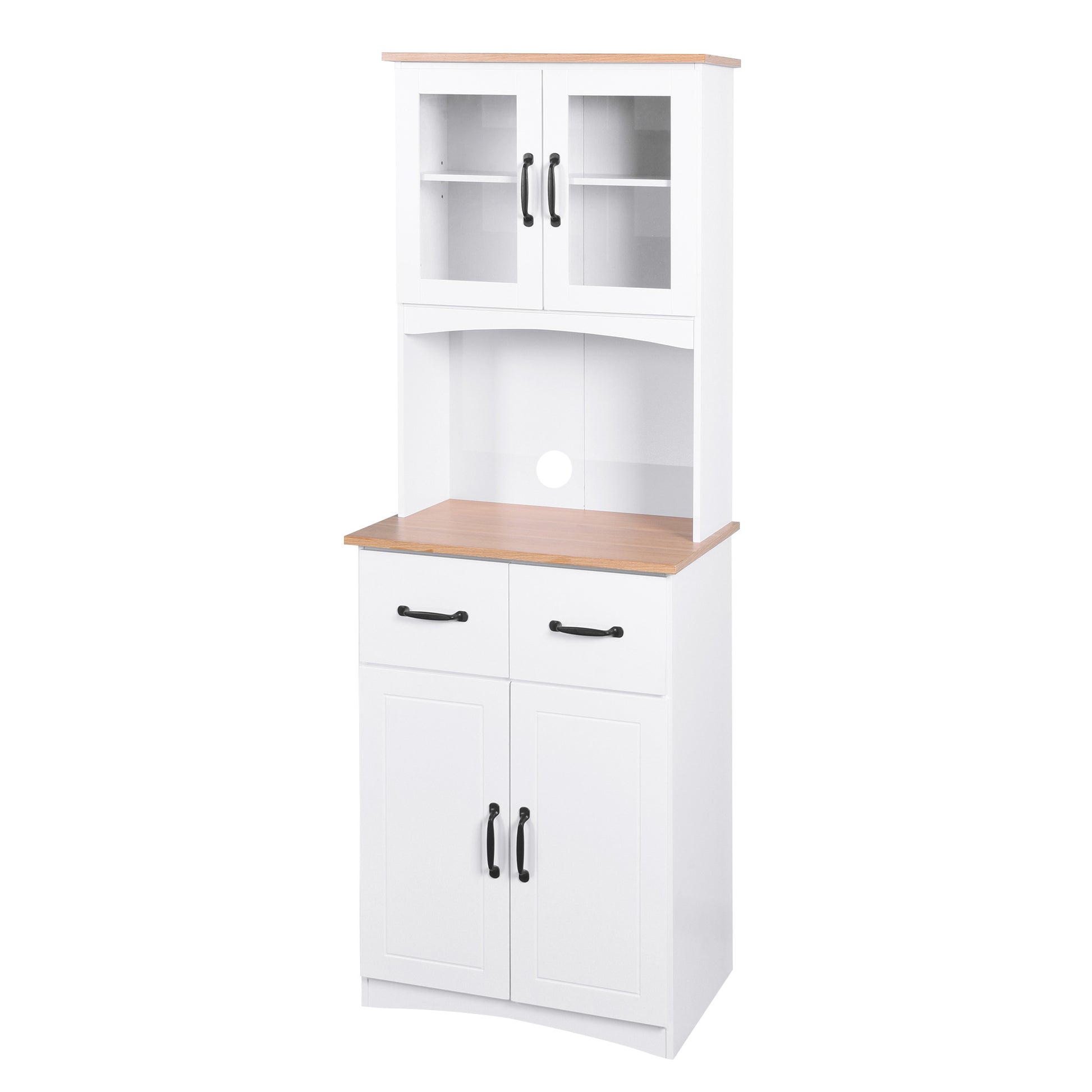 Double Layer White Kitchen Cabinet with Drawer