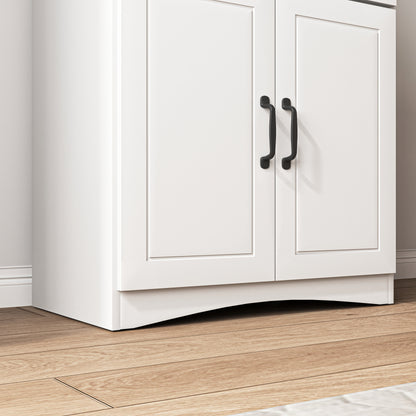Double Layer White Kitchen Cabinet with Drawer
