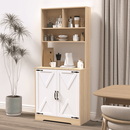 Pantry Cabinet with 2 Doors, 3-Tier Modern Kitchen Cabinet with Shelves, Freestanding Larder Cupboard, Kitchen Pantry Storage Cabinet for Kitchen, Dining Room 