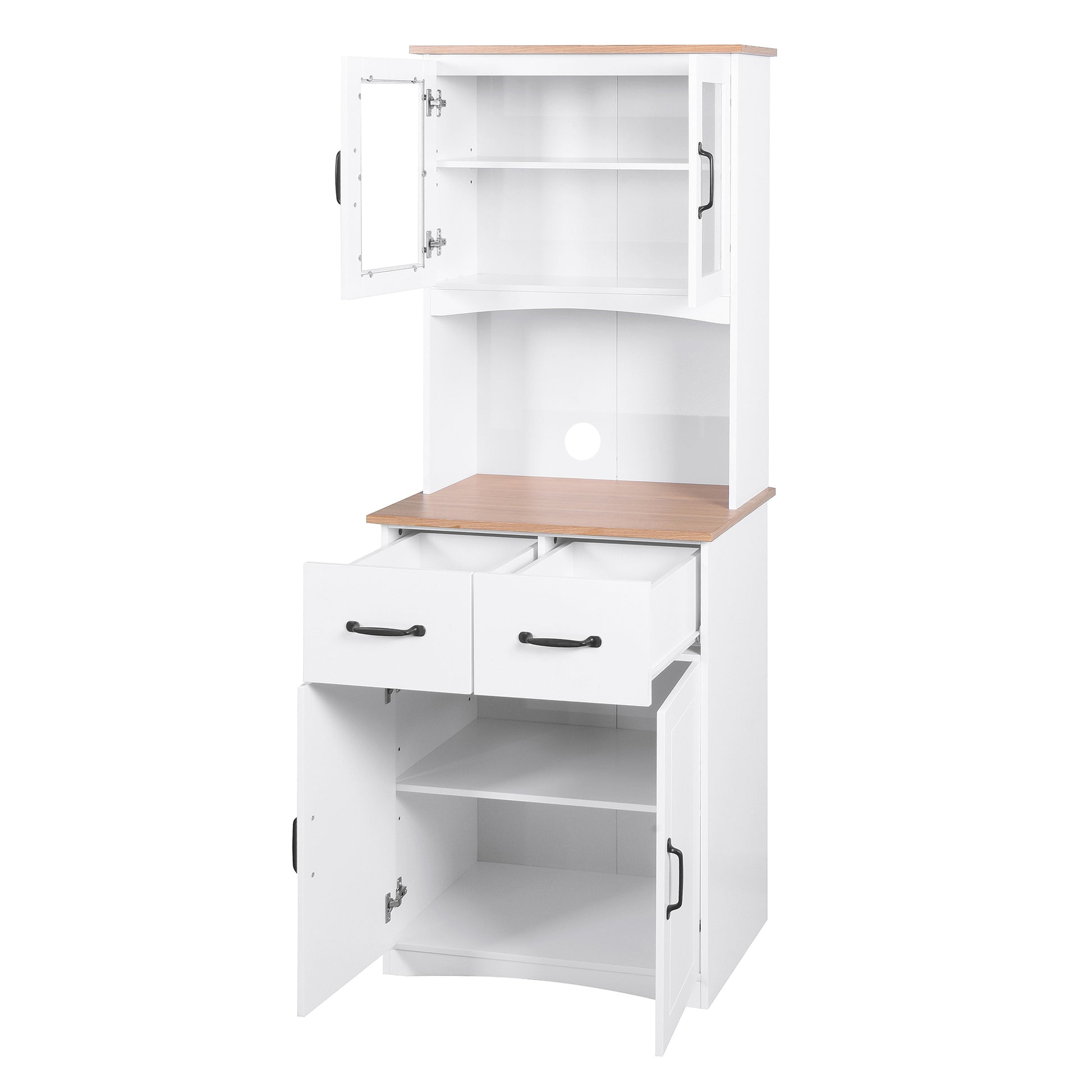 Double Layer White Kitchen Cabinet with Drawer
