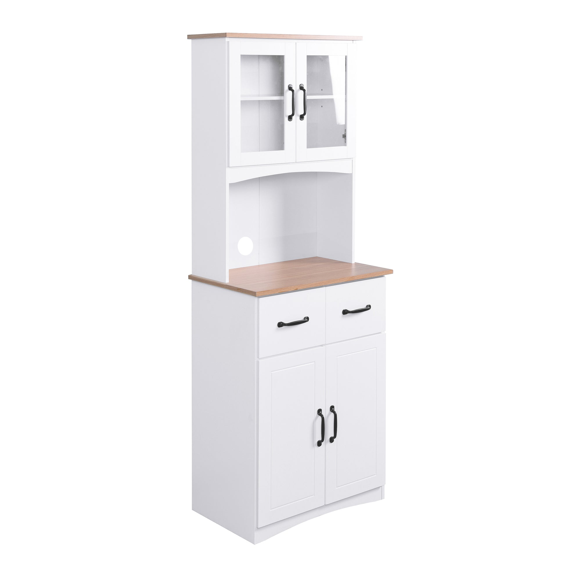 Double Layer White Kitchen Cabinet with Drawer