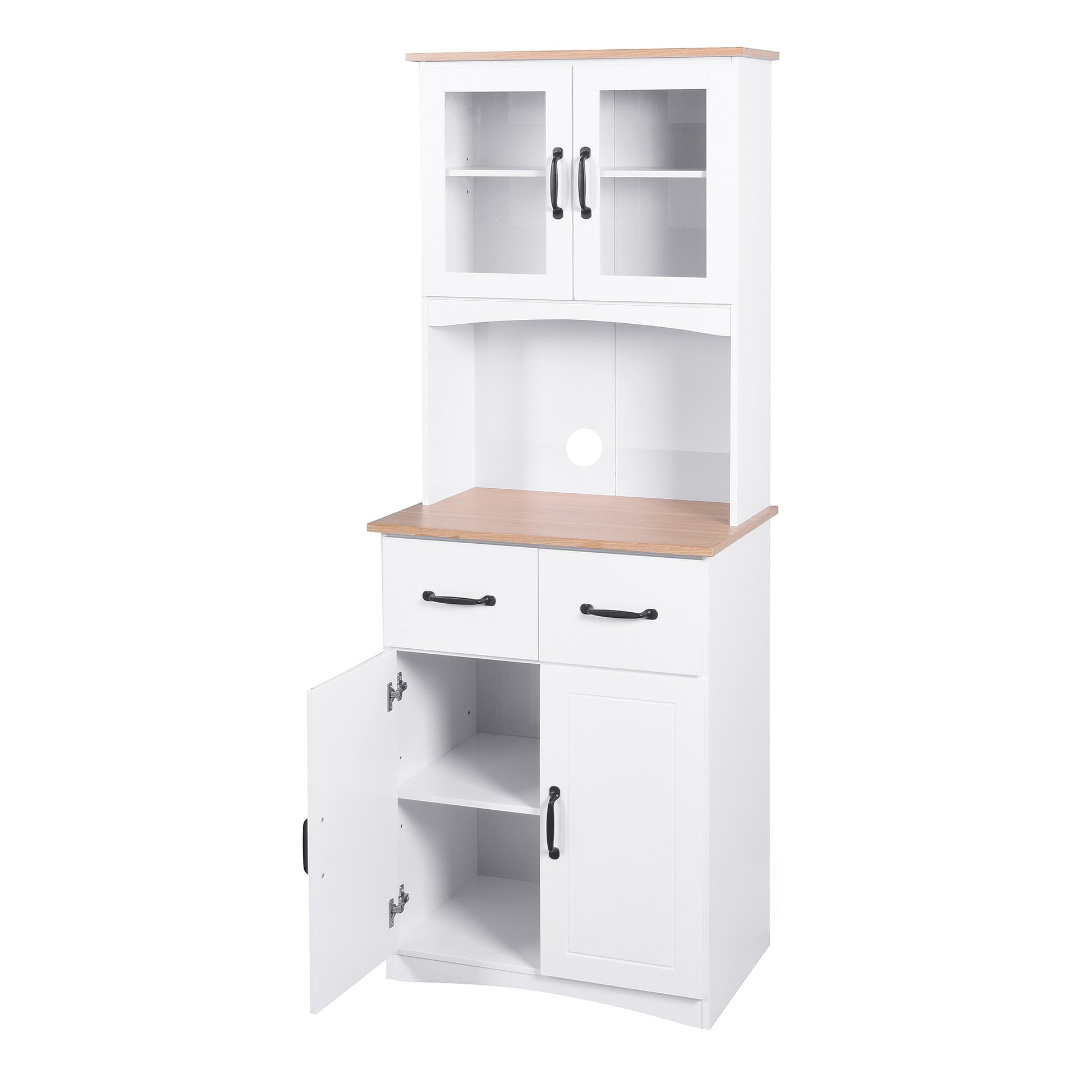 Double Layer White Kitchen Cabinet with Drawer