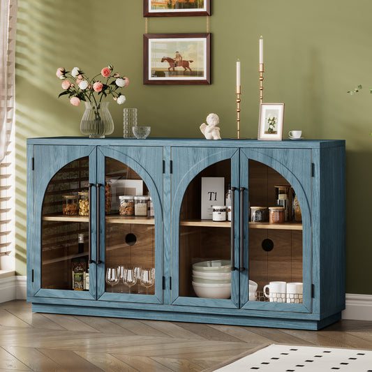 Retro Arched 4-Door Storage Sideboard (Navy)