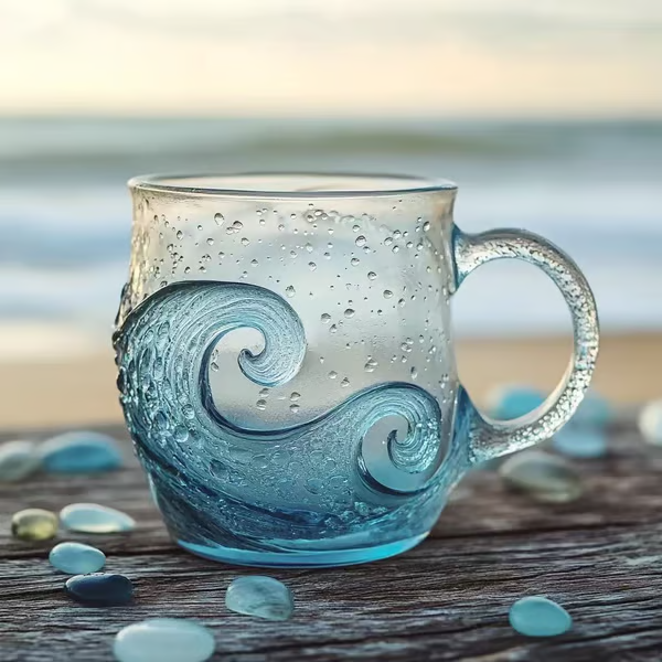 handmade sea glass wave cup