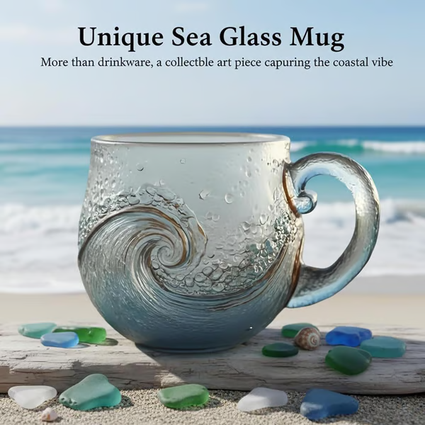 handmade sea glass wave cup