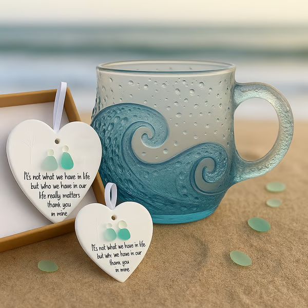 handmade sea glass wave cup