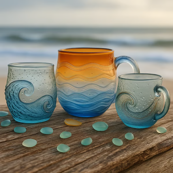 handmade sea glass wave cup