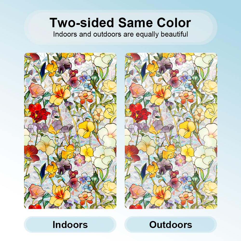 Floral Window Privacy Frosted Stained Glass Film