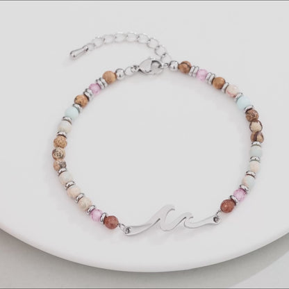 Dainty Gemstone Wave Bracelet