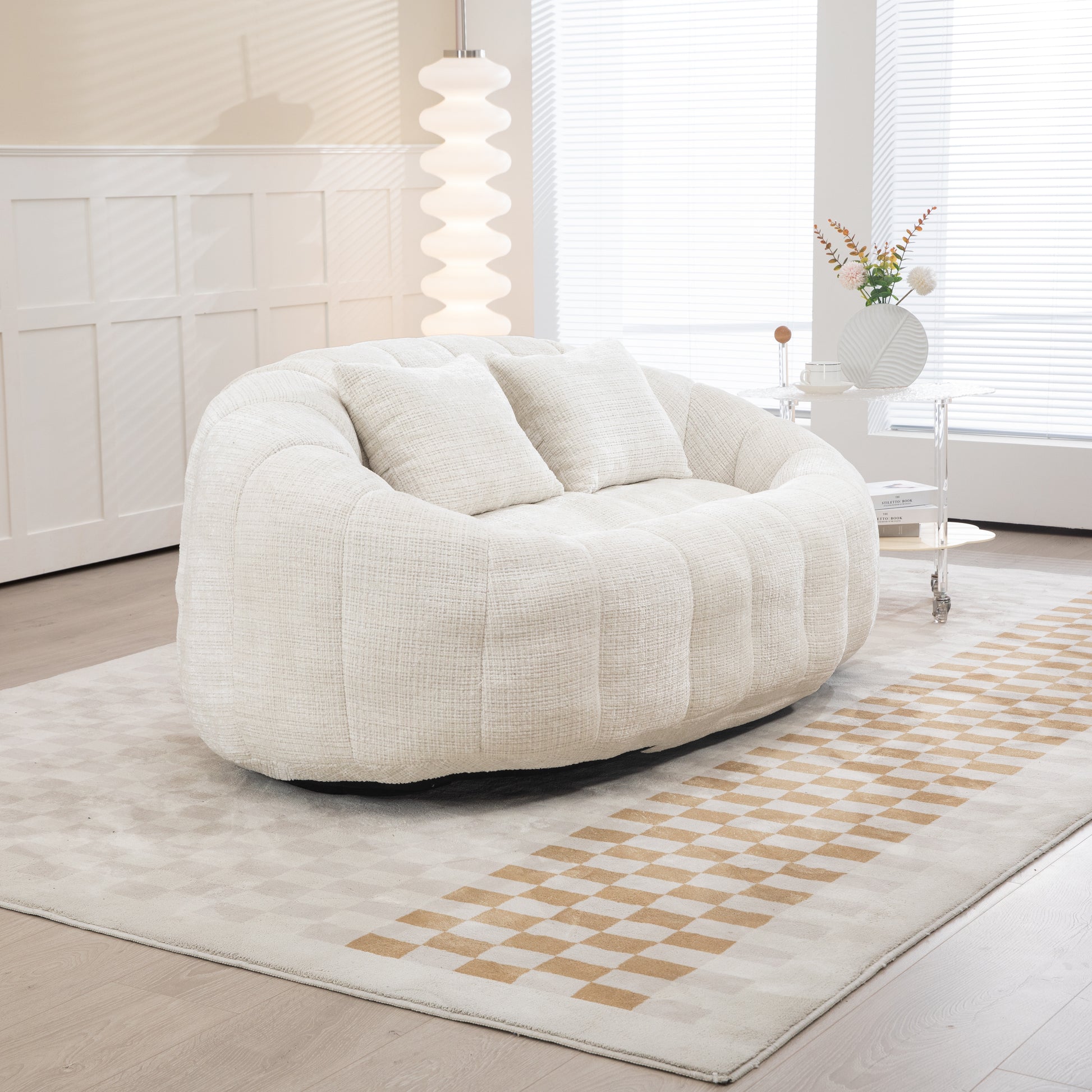 Bean Bag sofa Lazy Sofa Durable Comfort Lounger High Back Bean Bag Chair Couch for Adults and Kids, Indoor & Outdoor, Accent Floor Soft Lounge Chair (Beige chenille) 