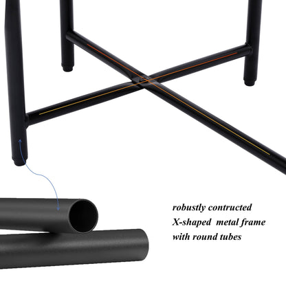 Round Coffee Table with Storage Tray 2 Tier Oval End Tables Wooden Small Side Table for Living Room (Black) - Usofuns