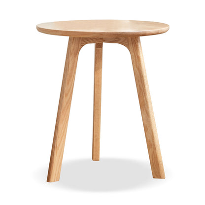 Round End Table - Small End Table Side Table Coffee Table Bedside Table Night Stand for Living Room Bedroom & Balcony, 100% Natural Solid Oak Wood Easy to Assemble - Usofuns