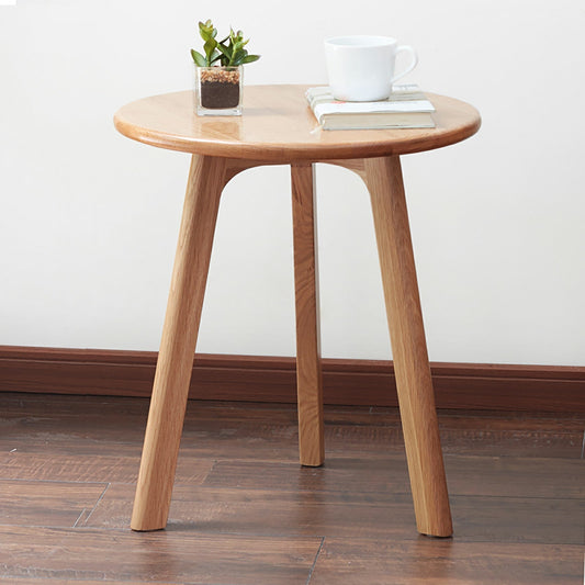 Round End Table - Small End Table Side Table Coffee Table Bedside Table Night Stand for Living Room Bedroom & Balcony, 100% Natural Solid Oak Wood Easy to Assemble - Usofuns