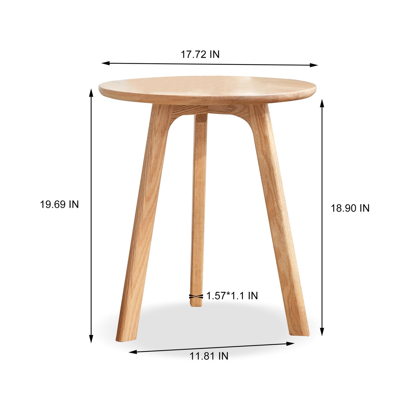 Round End Table - Small End Table Side Table Coffee Table Bedside Table Night Stand for Living Room Bedroom & Balcony, 100% Natural Solid Oak Wood Easy to Assemble - Usofuns