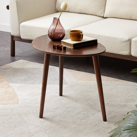 (SINGLE) Center Table Low Table 100% Solid Oak Wood Top Plate Desk Pebble Shaped Natural Wooden Coffee Table Width 50 x Depth 44.5 x Height 65 cm Desk Work from Home Easy to Assemble - Usofuns