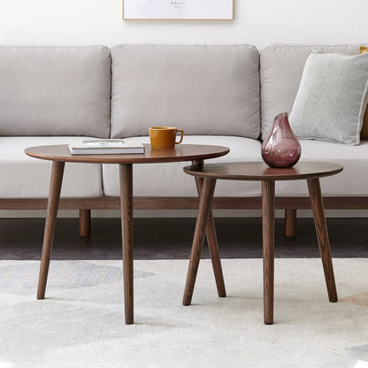 (SINGLE) Center Table Low Table 100% Solid Oak Wood Top Plate Desk Pebble Shaped Natural Wooden Coffee Table Width 50 x Depth 44.5 x Height 65 cm Desk Work from Home Easy to Assemble - Usofuns