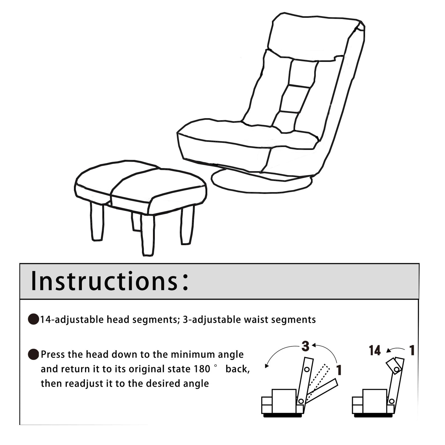 Single sofa reclining chair Japanese chair lazy sofa tatami balcony reclining chair leisure sofa adjustable chair - Usofuns