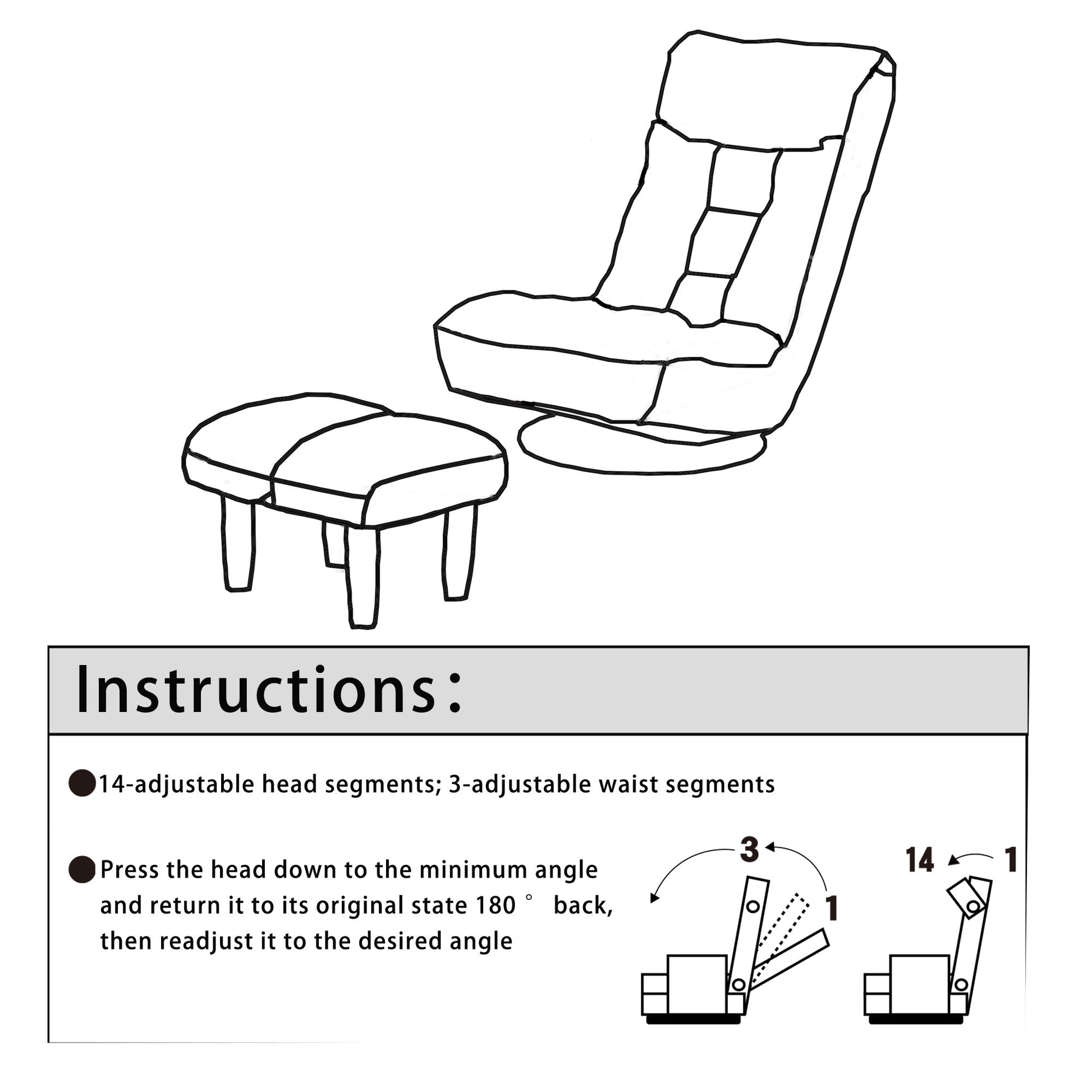 Single sofa reclining chair Japanese chair lazy sofa tatami balcony reclining chair leisure sofa adjustable chair - Usofuns