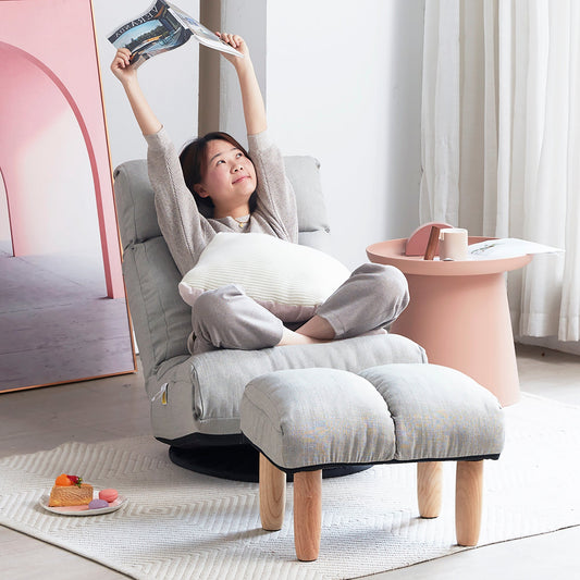 Single sofa reclining chair Japanese chair lazy sofa tatami balcony reclining chair leisure sofa adjustable chair - Usofuns