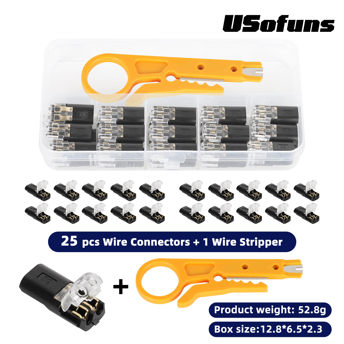 2-Pin Solderless Connector for LED Light Strips (18–22 AWG)
