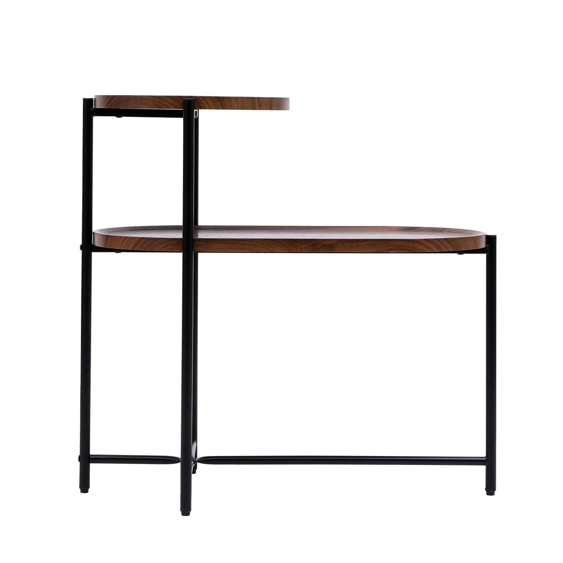 Small Coffee Tables 2 - tier Modern Sofa Side Table with Wood Storage Shelf Living Room End Tables Nightstands (Walnut Brown) - Usofuns