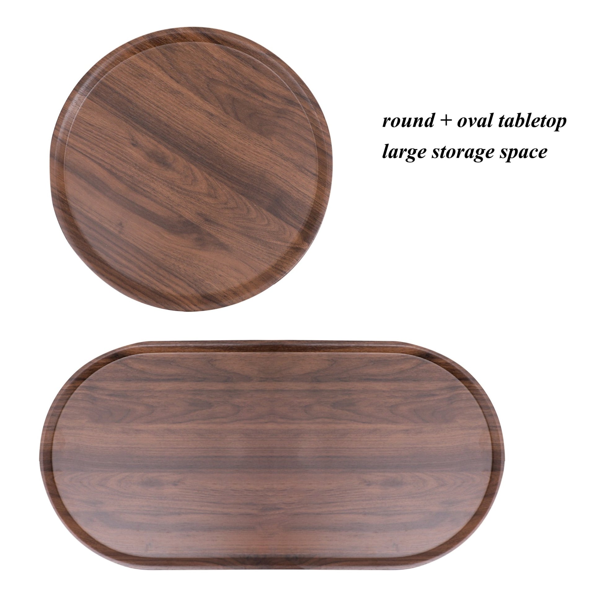 Small Coffee Tables 2 - tier Modern Sofa Side Table with Wood Storage Shelf Living Room End Tables Nightstands (Walnut Brown) - Usofuns