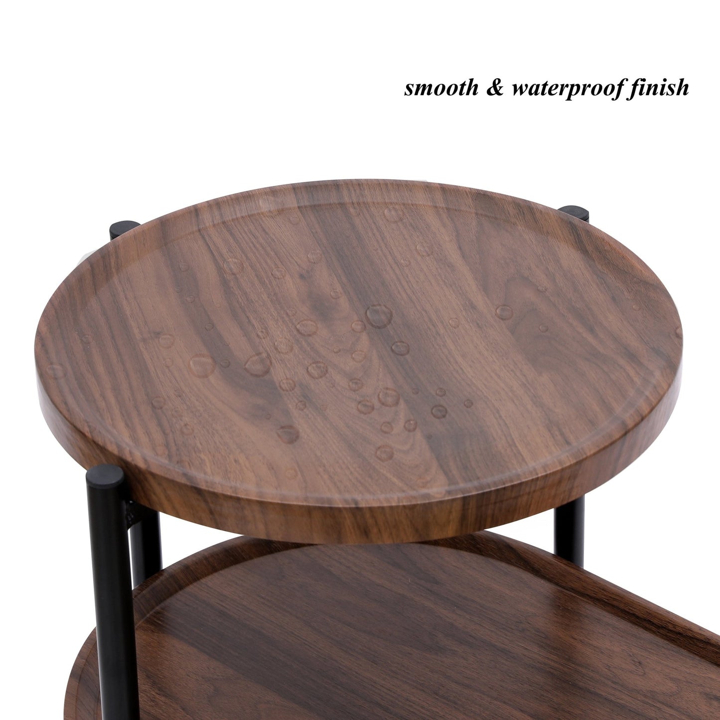 Small Coffee Tables 2 - tier Modern Sofa Side Table with Wood Storage Shelf Living Room End Tables Nightstands (Walnut Brown) - Usofuns