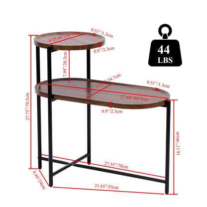 Small Coffee Tables 2 - tier Modern Sofa Side Table with Wood Storage Shelf Living Room End Tables Nightstands (Walnut Brown) - Usofuns