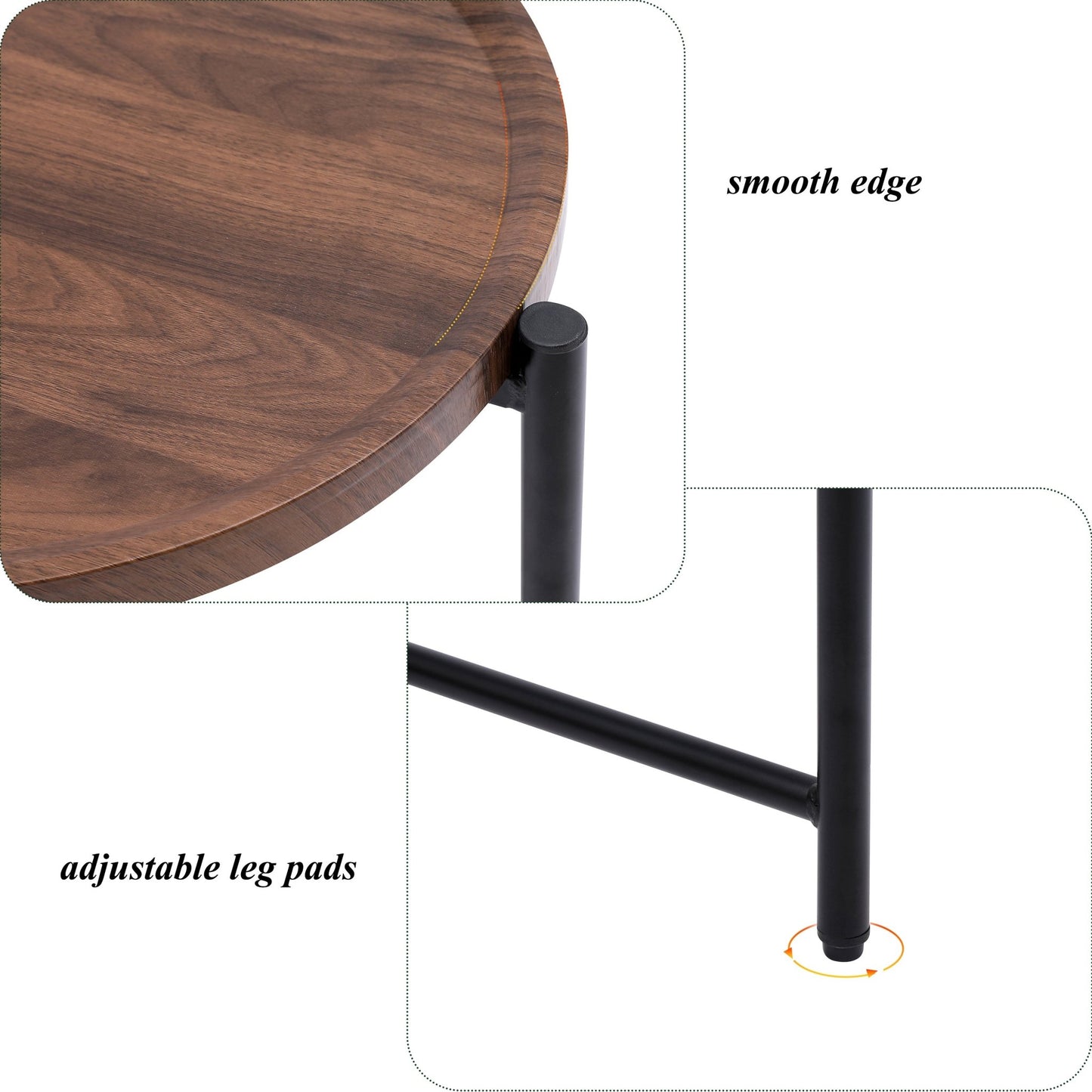 Small Coffee Tables 2 - tier Modern Sofa Side Table with Wood Storage Shelf Living Room End Tables Nightstands (Walnut Brown) - Usofuns