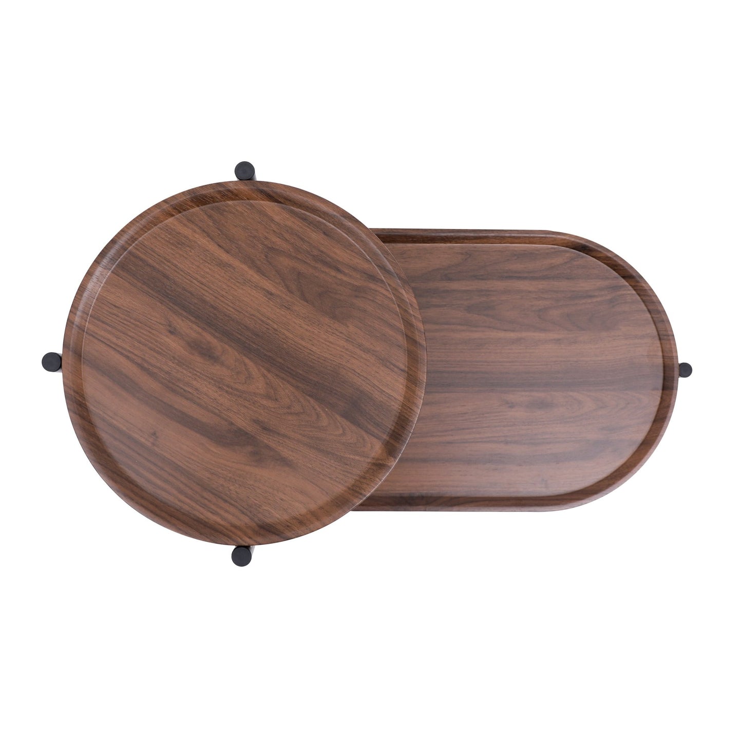 Small Coffee Tables 2 - tier Modern Sofa Side Table with Wood Storage Shelf Living Room End Tables Nightstands (Walnut Brown) - Usofuns