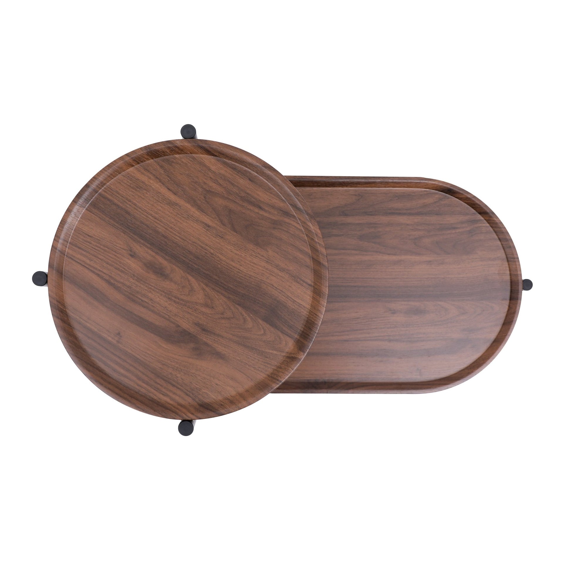 Small Coffee Tables 2 - tier Modern Sofa Side Table with Wood Storage Shelf Living Room End Tables Nightstands (Walnut Brown) - Usofuns